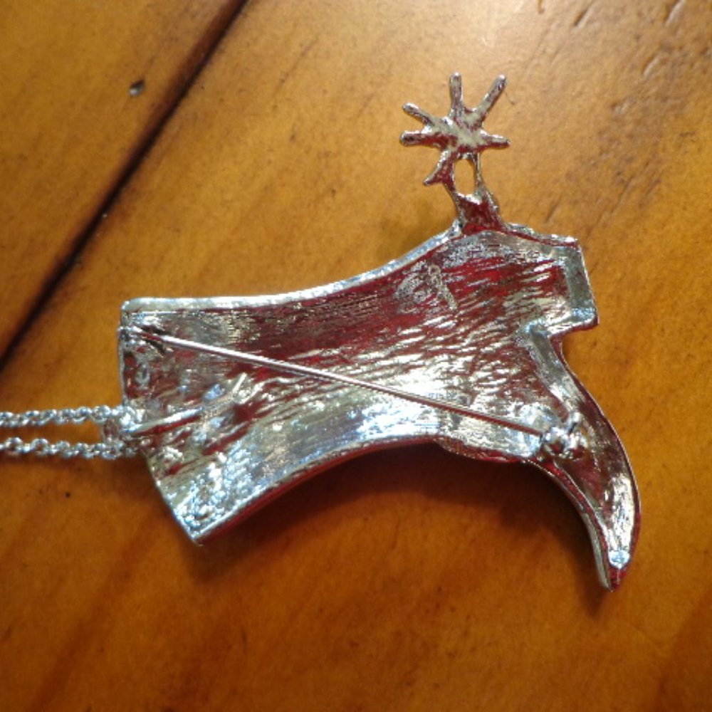 New Western Rhinestone Cowboy Boot Necklace Brooch - Picture 3 of 6